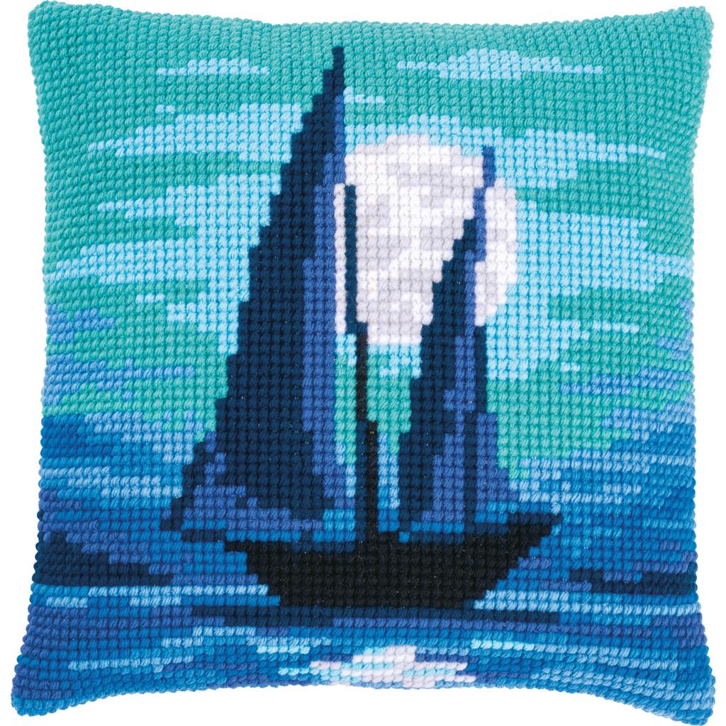 Sailboat Chunky Cross Stitch Cushion Front Kit by Vervaco