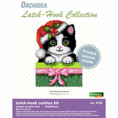 Christmas Kitty 4195 Printed Latch Hook Kit. 35x46cm by Orchidea