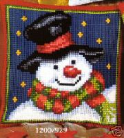 Christmas Snowman chunky cross stitch cushion front kit