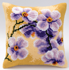 Lilac Orchids Cross Stitch Cushion Front kit (109)