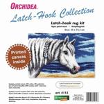 White Horse Latch Hook Rug Making Kit. Orchidea, 50x74cm