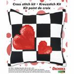 Large Hearts Chunky Cross Stitch Cushion Front Kit 40x40cm