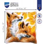 Chunky Cross Stitch Cushion Front Kit Vervaco - Foxes In Autumn