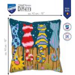Cats On A Fence Printed Chunky Cross Stitch kit 40x40cm