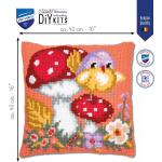 Bird On A Mushroom Chunky Cross Stich Cushion Kit 40x40cm