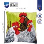 Chunky Cross Stitch Cushion Front Kit Vervaco - Rooster & Chicks