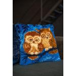 Cuddling Owls Latch Hook Cushion Front Kit 16x16"