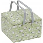 Hobby Gift: Sewing Box (L): Twin Lid: Square: Sheep: Item size: