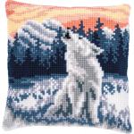 Wolf In Winter Chunky Cross Stitch Cushion Front Kit by Vervaco