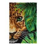 Peeking Leopard Latch Hook Rug Making Kit. Orchidea, 50x74cm