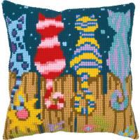 Cats On A Fence Printed Chunky Cross Stitch kit 40x40cm