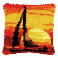 Sailboat Sunset Latch Hook Cushion Front Kit