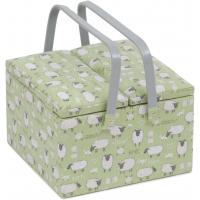 Hobby Gift: Sewing Box (L): Twin Lid: Square: Sheep: Item size: