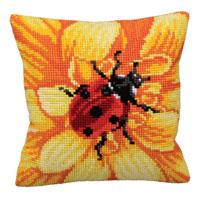 Gerbera & Ladybird Chunky Cross Stitch Cushion Front Kit