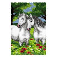 Grey Horses Latch Hook Rug Making Kit. Orchidea, 50x74cm Pr
