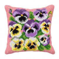 Pansies Chunky Cross Stitch Cushion Front Kit