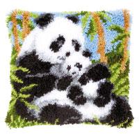 Pandas Latch Hook Cushion Front Kit Vervaco 40x40cm