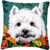 Chunky Cross Stitch Cushion Front Kit Vervaco - Westie In Leaves