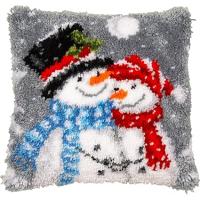 Snowmen Latch Hook Cushion Front Kit 40x40cm