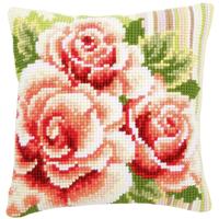 Pink Roses I Chunky Cross Stitch Cushion Front Kit