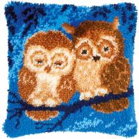 Cuddling Owls Latch Hook Cushion Front Kit 16x16"