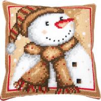NEW Snowman Chunky Cross Stitch Cushion Front Kit 40x40cm