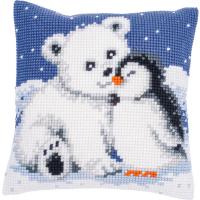Bear & Penguin Chunky Cross Stitch Cushion Front Kit By Vervaco
