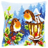 Christmas Robins Chunky Cross Stitch Cushion Front Kit