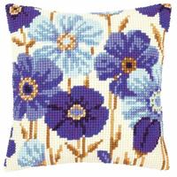 Anemones In Blue Chunky Cross Stitch Cushion Front Kit
