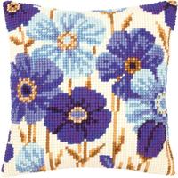 Blue Flowers  ~  Chunky Cross Stitch Cushion Front Kit