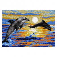 Dolphins  Printed  Latch Hook Kit 50x74cm Orchidea