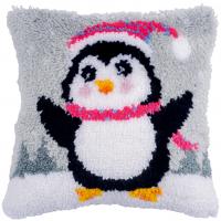 Christmas Penguin Latch Hook Cushion Front Kit Vervaco