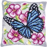 Chunky Cross Stitch Cushion Front Kit Vervaco - Butterfly In Flo