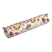 Knittng Needle Holder, Soft Fabric Case Owls On Beige Design
