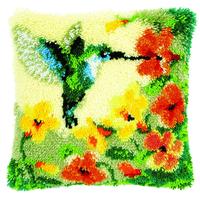 Hummingbird Latch Hook Cushion Front Kit