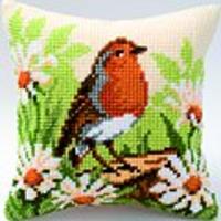 Spring Robin Chunky Cross Stitch Cushion Front Kit