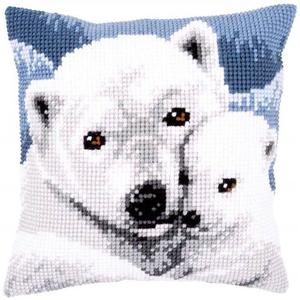 Polar Bear & Cub Chunky Cross Stitch Cushion Front Kit by Vervac