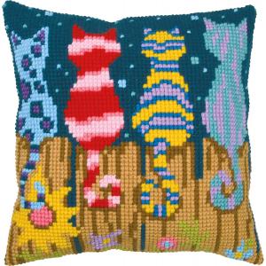 Cats On A Fence Printed Chunky Cross Stitch kit 40x40cm