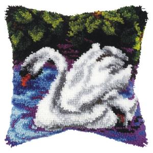 Swan Latch Hook Cushion Front Kit. Orchidea, 40x40cm Print