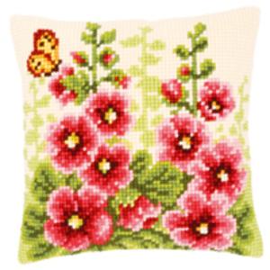 NEW Hollyhocks Chunky Cross Stitch cushion front Tape