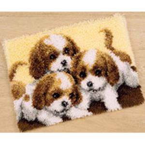 Three Puppies Latch Hook rug making kit. Vervaco
