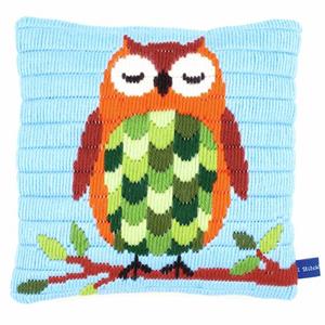 Sleeping Owl Longstitch chunky cross stitch cushion front kit
