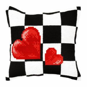 Large Hearts Chunky Cross Stitch Cushion Front Kit 40x40cm