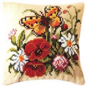 Butterfly on a Posy Chunky Cross Stitch Cushion Front  Kit Verva