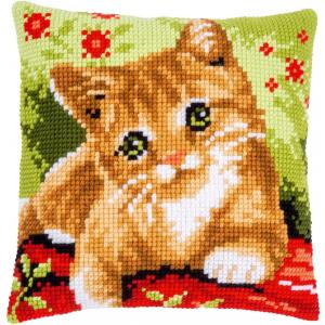 Sweet Kitten Chunky Printed Cross Stitch Cushion Front Kit