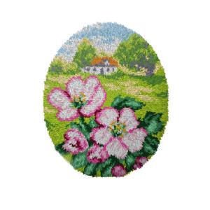 Floral Scene Printed Latch Hook Kit 49x61cm Round