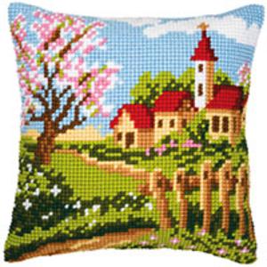 Church Scene Chunky Cross Stitch Cushion Front Kit Vervaco