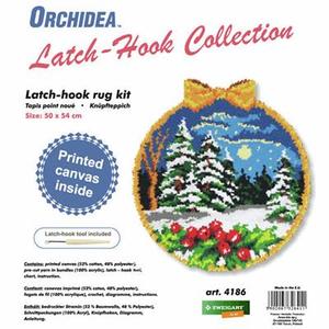 Winter Bauble Printed Latch Hook Kit 50x54cm Round
