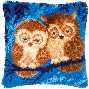 Cuddling Owls Latch Hook Cushion Front Kit 16x16"