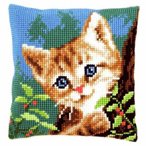 Cat On A Tree Chunky Cross Stitch Cushion Front Kit